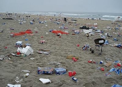 грязный пляж