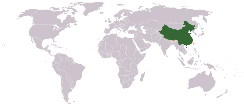 Китай на карте мира
